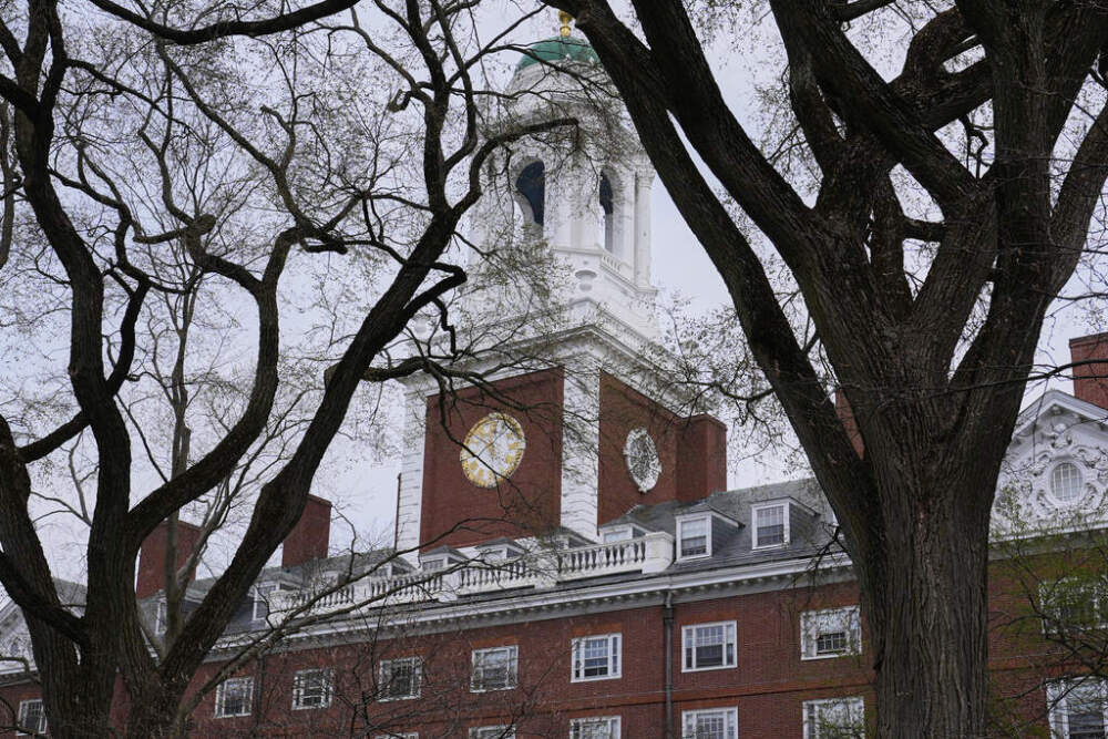 caption: Eliot House at Harvard University, Tuesday, April 15, 2025, in Cambridge, Mass. (AP Photo/Charles Krupa)