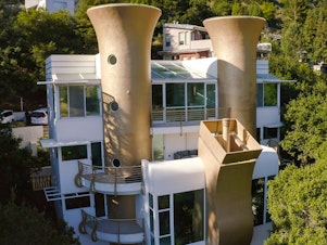 caption: The Golden Saxophone House, featured on HGTV's new series <em>Zillow Gone Wild</em>.