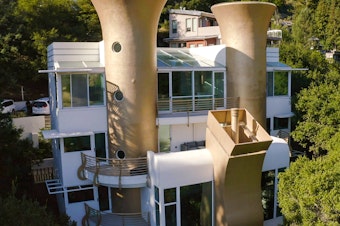 caption: The Golden Saxophone House, featured on HGTV's new series <em>Zillow Gone Wild</em>.