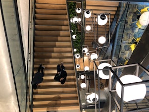 caption: A staircase inside Google's new campus in South Lake Union on Thursday October 3, 2019