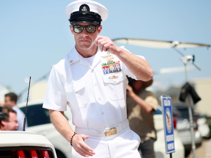 caption: Navy SEAL Special Operations Chief Edward Gallagher during a recess in his trial this summer in San Diego, Calif.