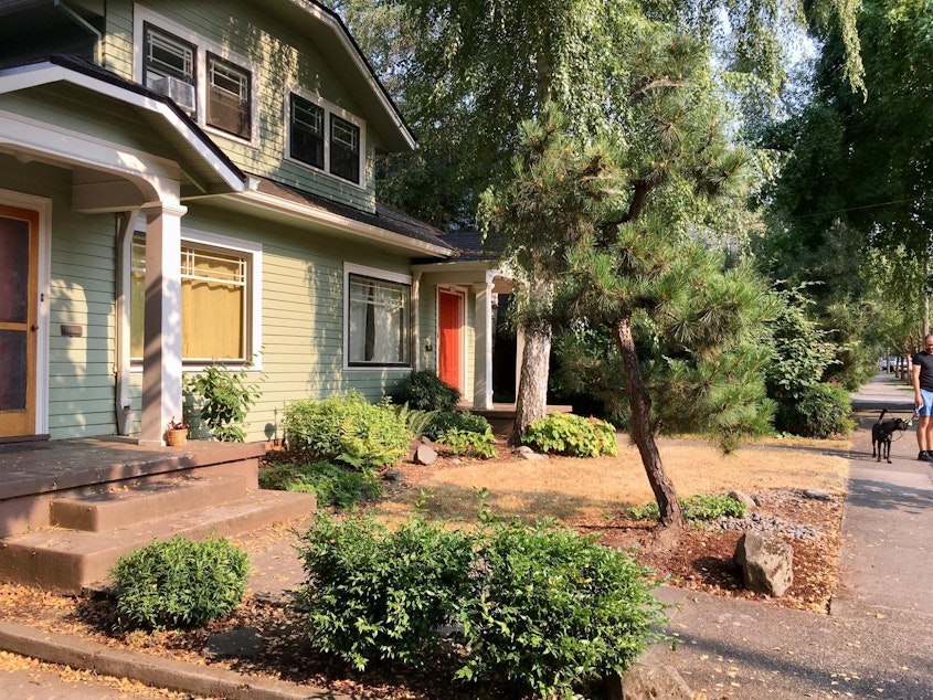 caption: Oregon's Legislature passed a bill that would allow duplexes, like this one in Portland, in areas zoned for single-family housing in cities with more than 10,000 people.