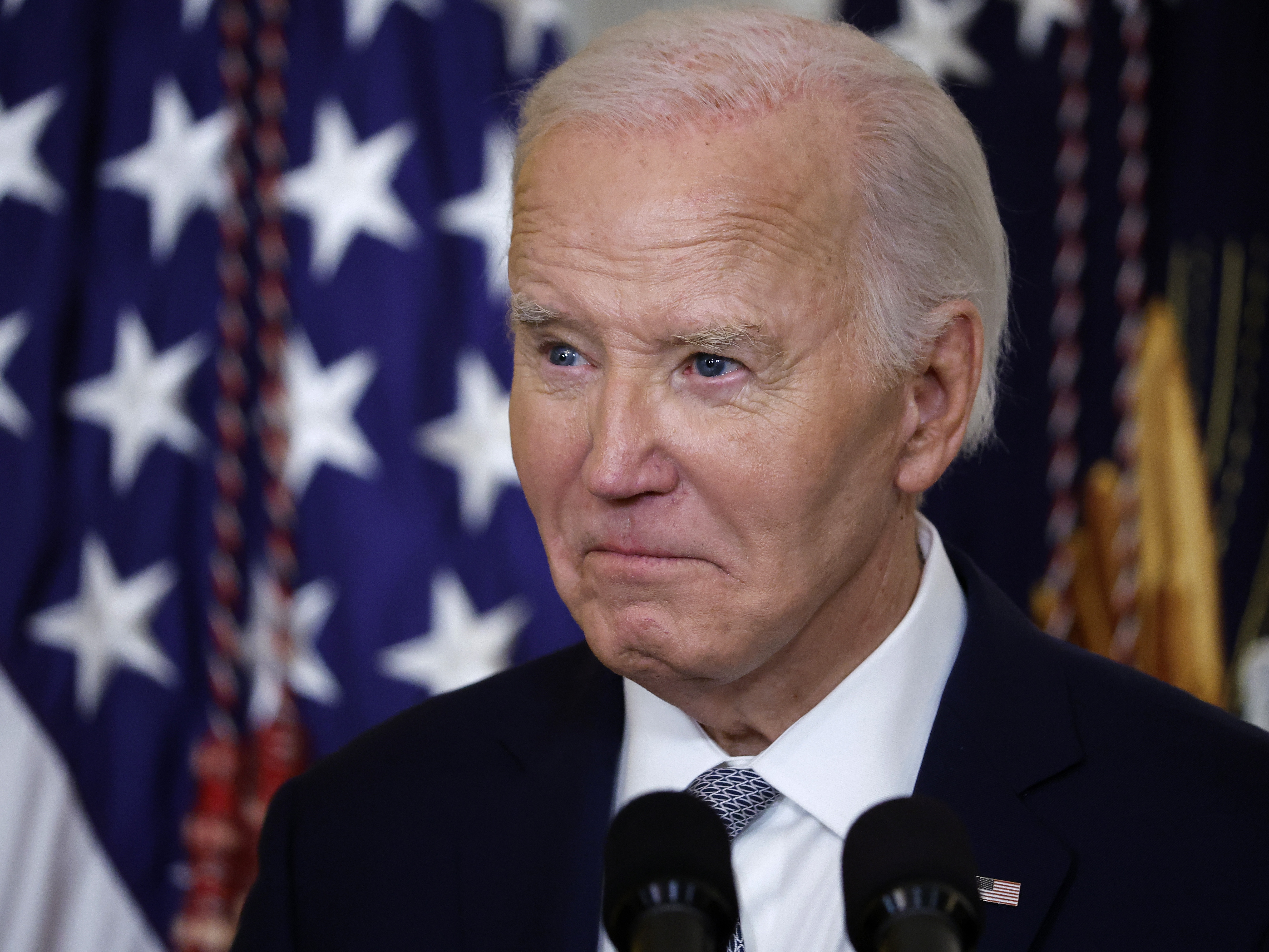 caption: Then-President Joe Biden, pictured during a White House ceremony in January 2025, has been diagnosed with what his office calls an "aggressive form" of prostate cancer.