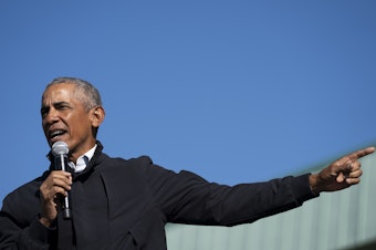 caption: "For two months now, a political party and its accompanying media ecosystem has too often been unwilling to tell their followers the truth," former President Barack Obama said on Wednesday. Obama is seen here in October 2020.