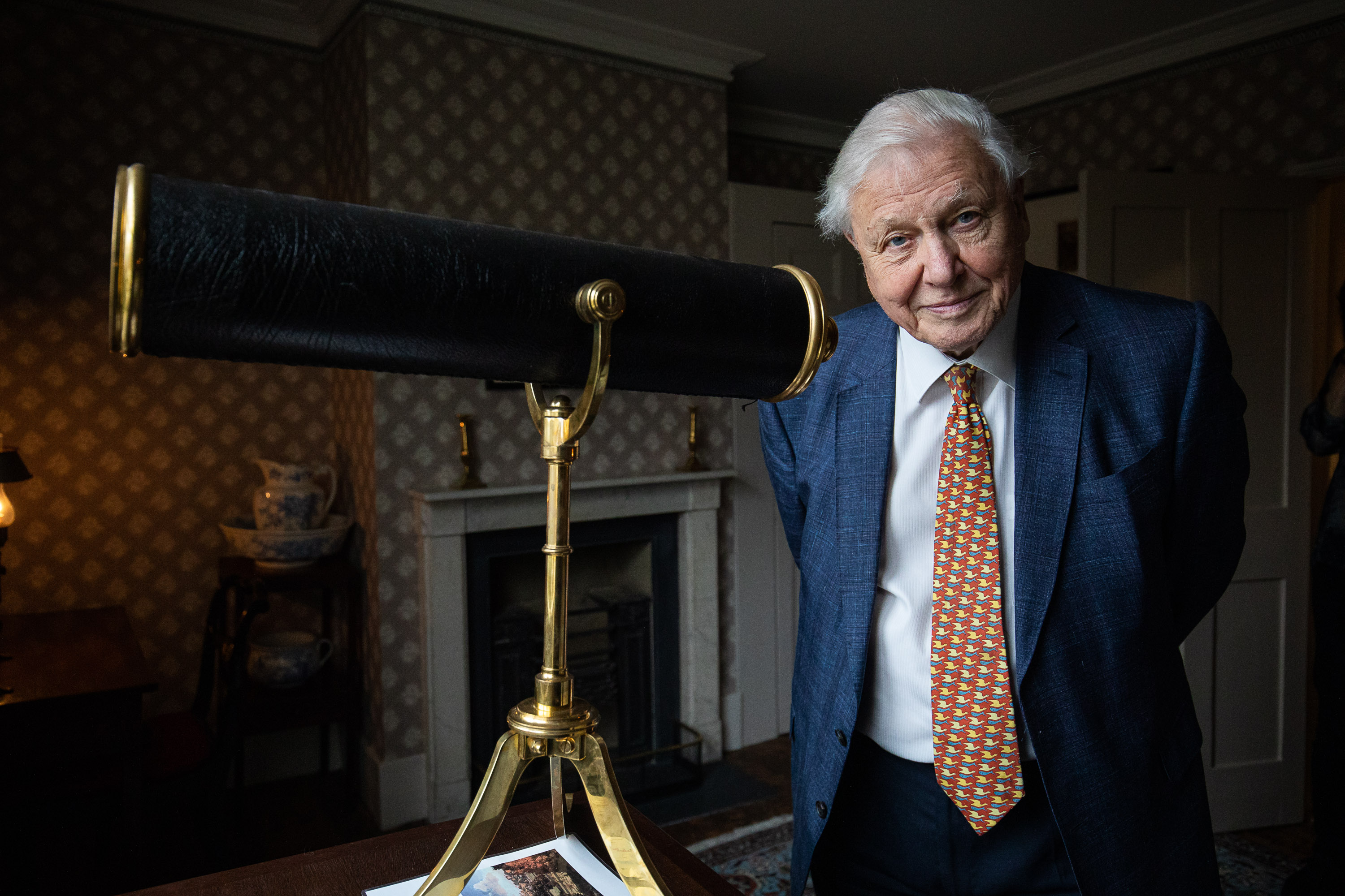 caption: Sir David Attenborough opens the Turner and the Thames, Five paintings at the artists house in Twickenham on January 10, 2020 in London, England. (Tim P. Whitby/Getty Images)