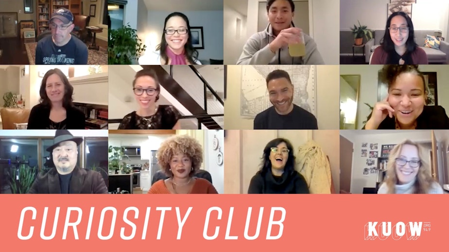 caption: KUOW's fourth cohort of Curiosity Club gathered virtually on November19, 2020 to talk about Black joy, #MeToo, and the 2020 election.
From top left to right: Todd Myers, Jini Palmer, Uly Rivera, Hee Yon Sohng, KUOW editor Liz Jones, KUOW producer Kristin Leong, Jerome Hunter, Mellina White, Don Sheu, Ishea Brown, KUOW editor Isolde Raftery, Marrene Franich,
To learn more, go to KUOW.org/CuriosityClub.