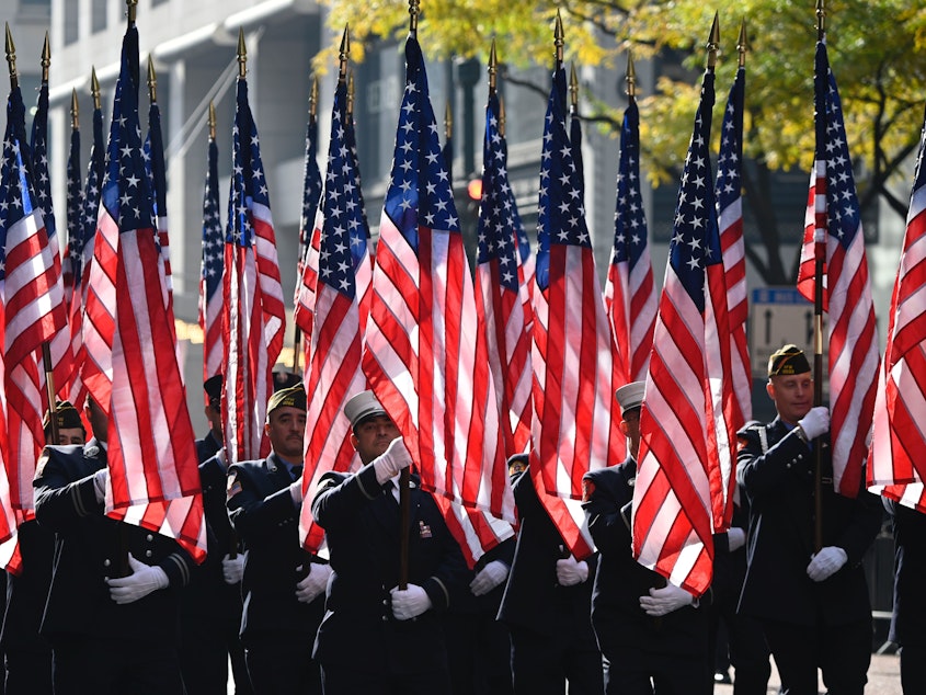 caption: The Veterans Day Parade on Nov. 11, 2019 in New York City.