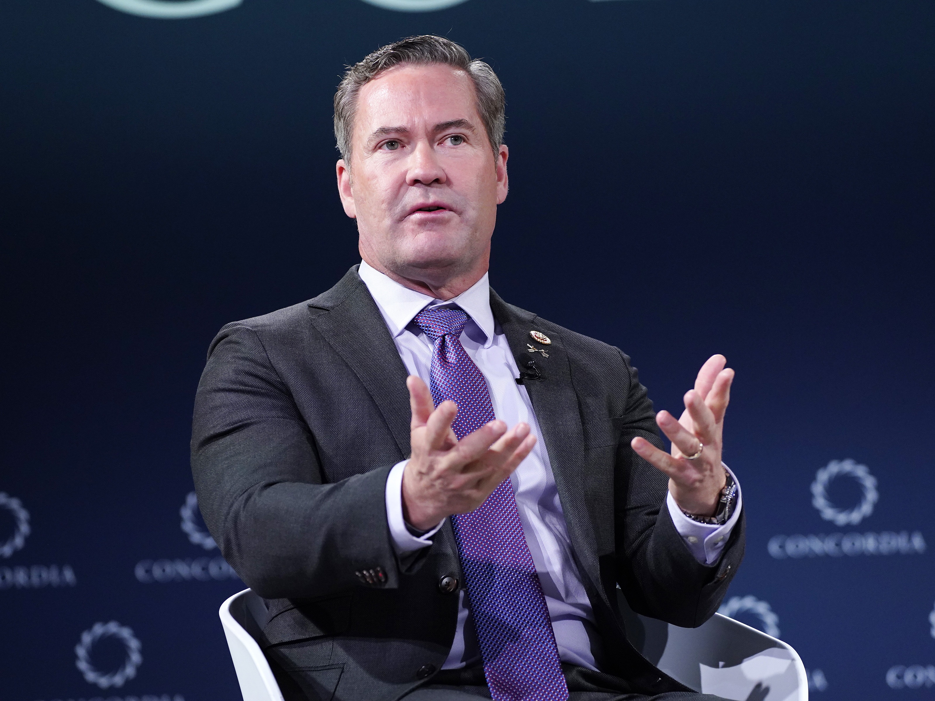 caption: Rep. Mike Waltz attends the 2024 Concordia Annual Summit in New York on Sept. 23. Waltz has been picked to serve as President-elect Trump's national security adviser, according a source familiar with the selection.