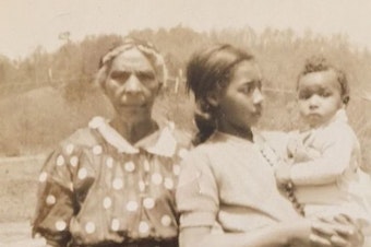 caption: Mary Stepp Burnette Hayden, pictured around 1942, with her granddaughter, Mary Othella Burnette, and two of Hayden's great-grandchildren.