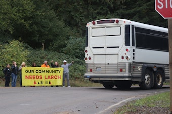 caption: Larch staff have pushed back against the closure of the minimum security since plans were announced this summer, including filing a lawsuit that they hoped would pause the closure. A judge ruled in favor of the department just before staff's final day at the prison.
