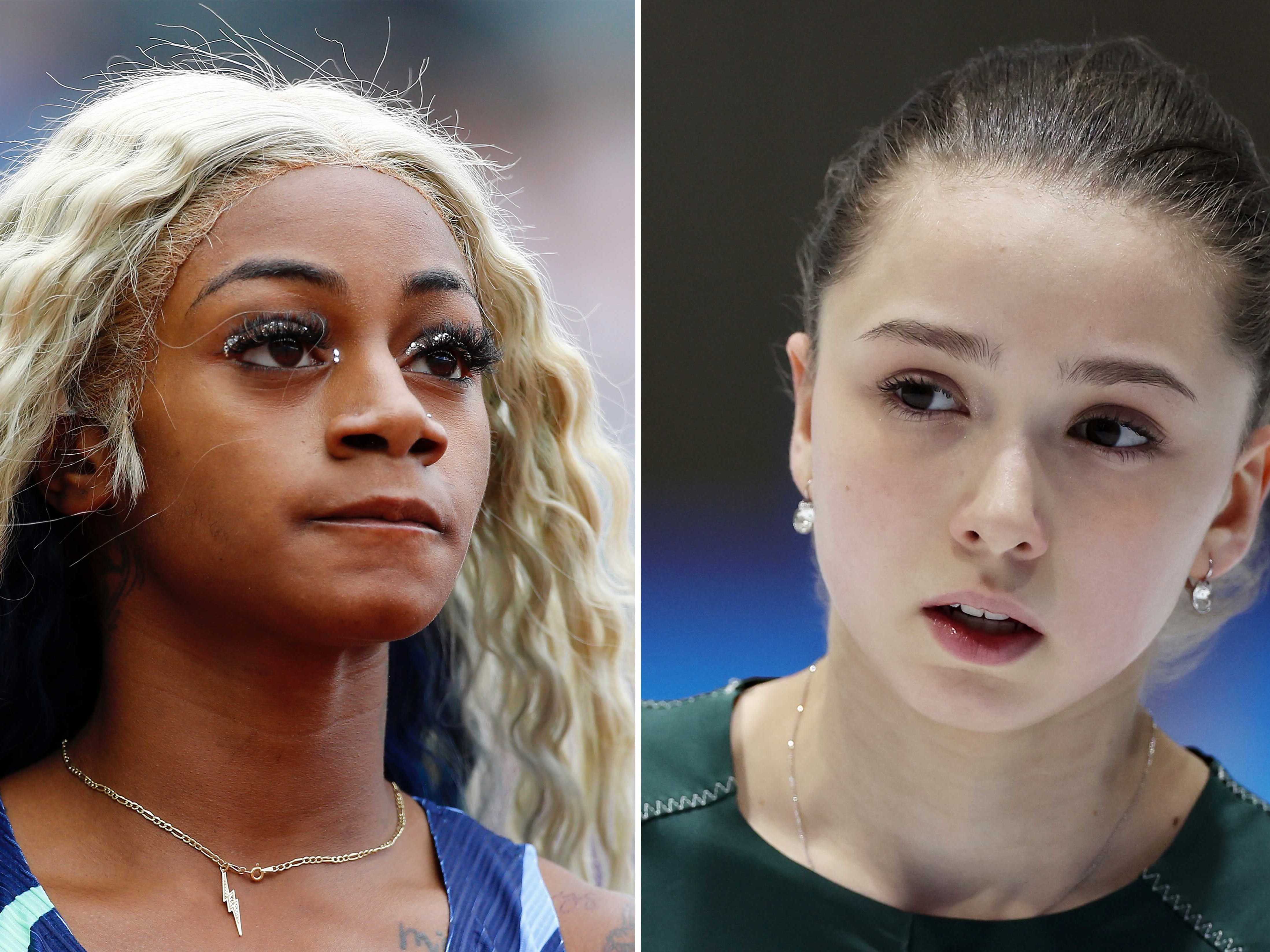 caption: A positive drug test denied U.S. sprinter Sha'Carri Richardson a chance to compete in the Tokyo Games; Russian skater Kamila Valieva had a different experience.
