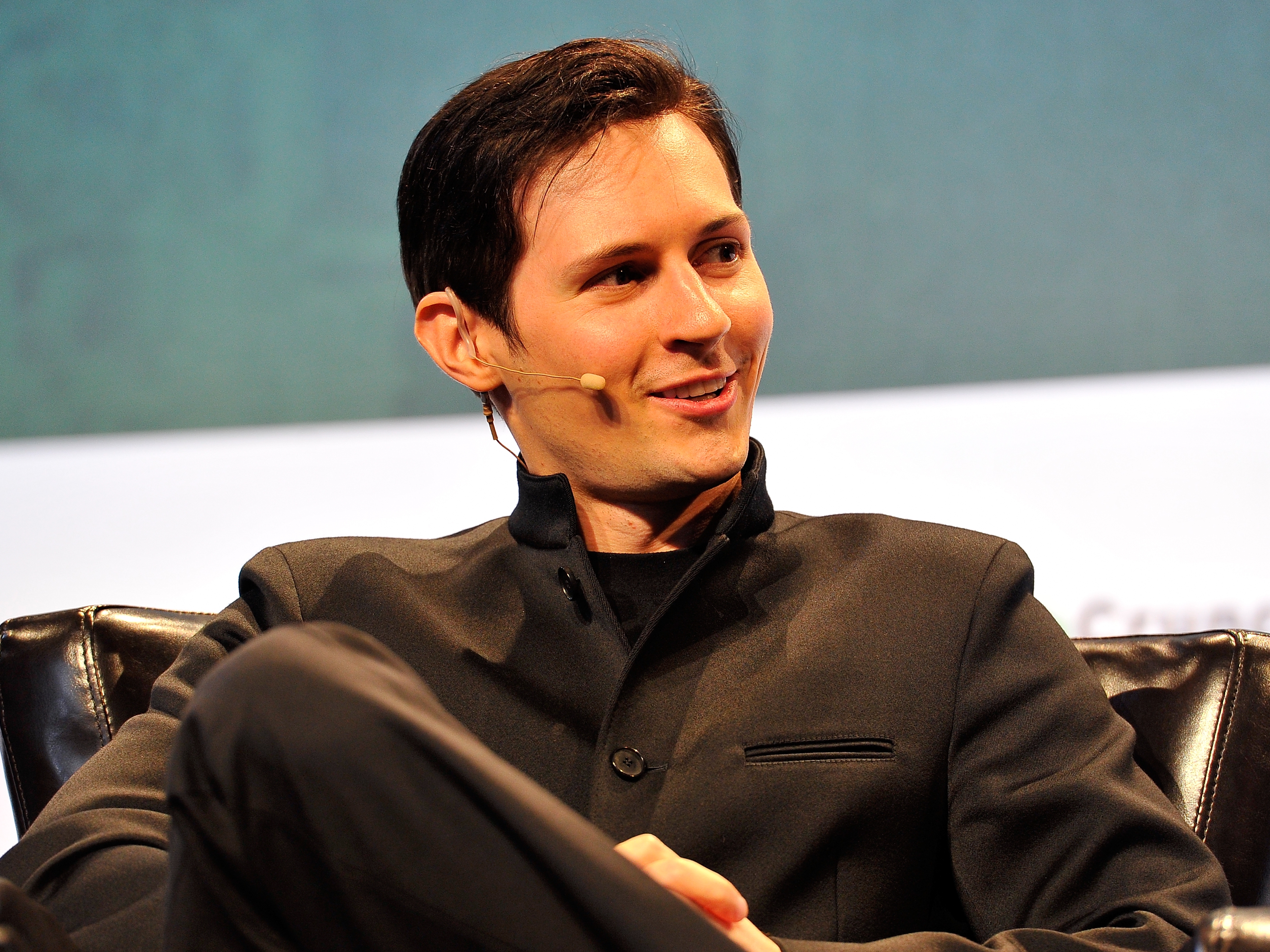 caption: Pavel Durov, CEO and co-founder of Telegram, is pictured onstage at TechCrunch Disrupt SF 2015 on Sept. 21, 2015, in San Francisco.