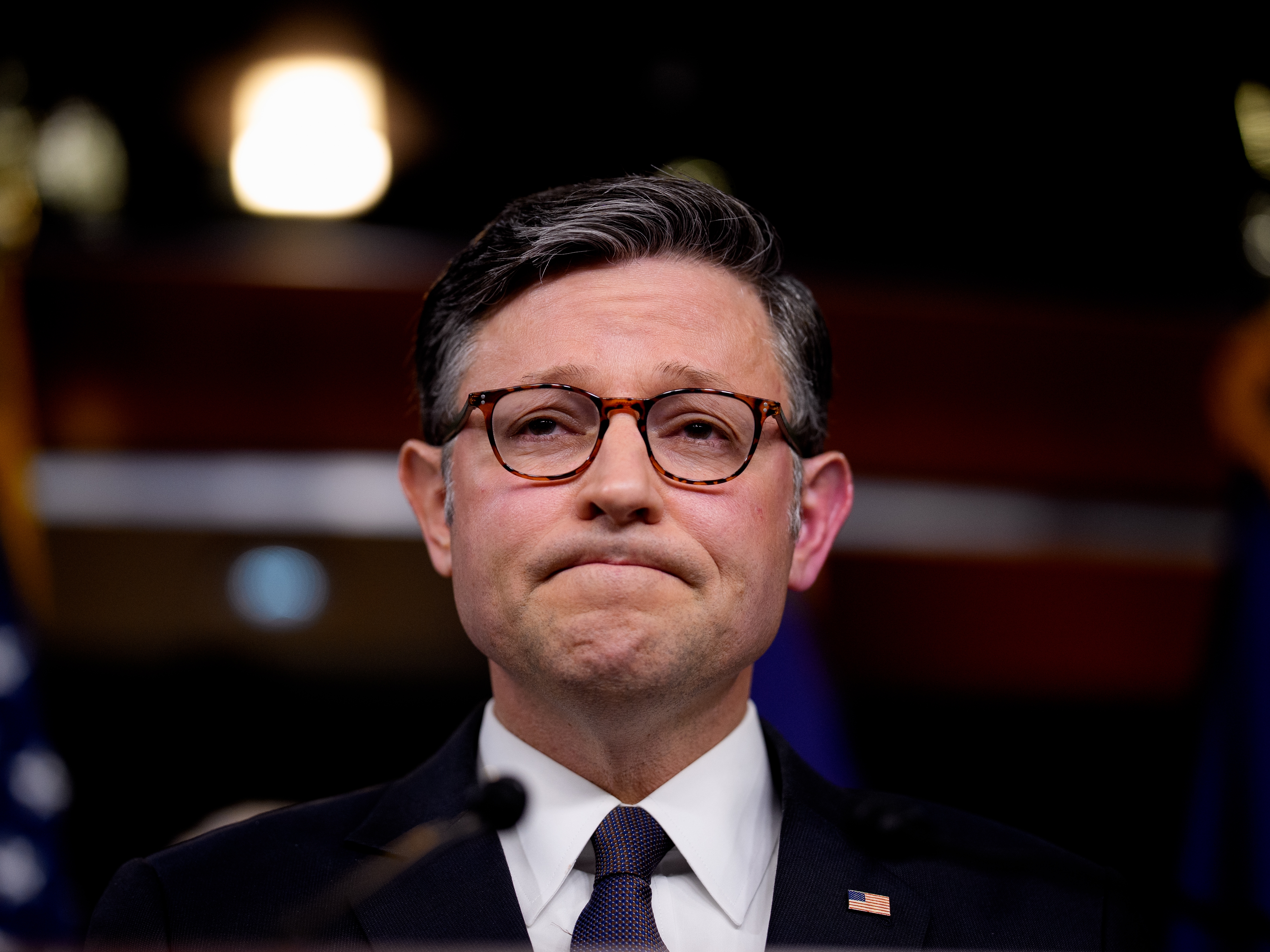 caption: Speaker of the House Mike Johnson, R-La., appears at a news conference at the U.S. Capitol on May 6. Republicans are working to pass a sweeping multi-trillion dollar plan to reshape tax, energy and immigration policy.