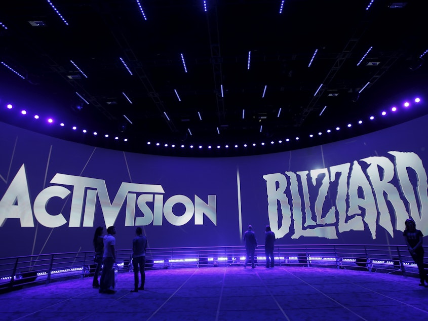caption: The Federal Trade Commission said it is suing to block Microsoft's planned $69 billion takeover of video game company Activision Blizzard, saying it could suppress competitors to Microsoft's Xbox game consoles and its growing games subscription business.
