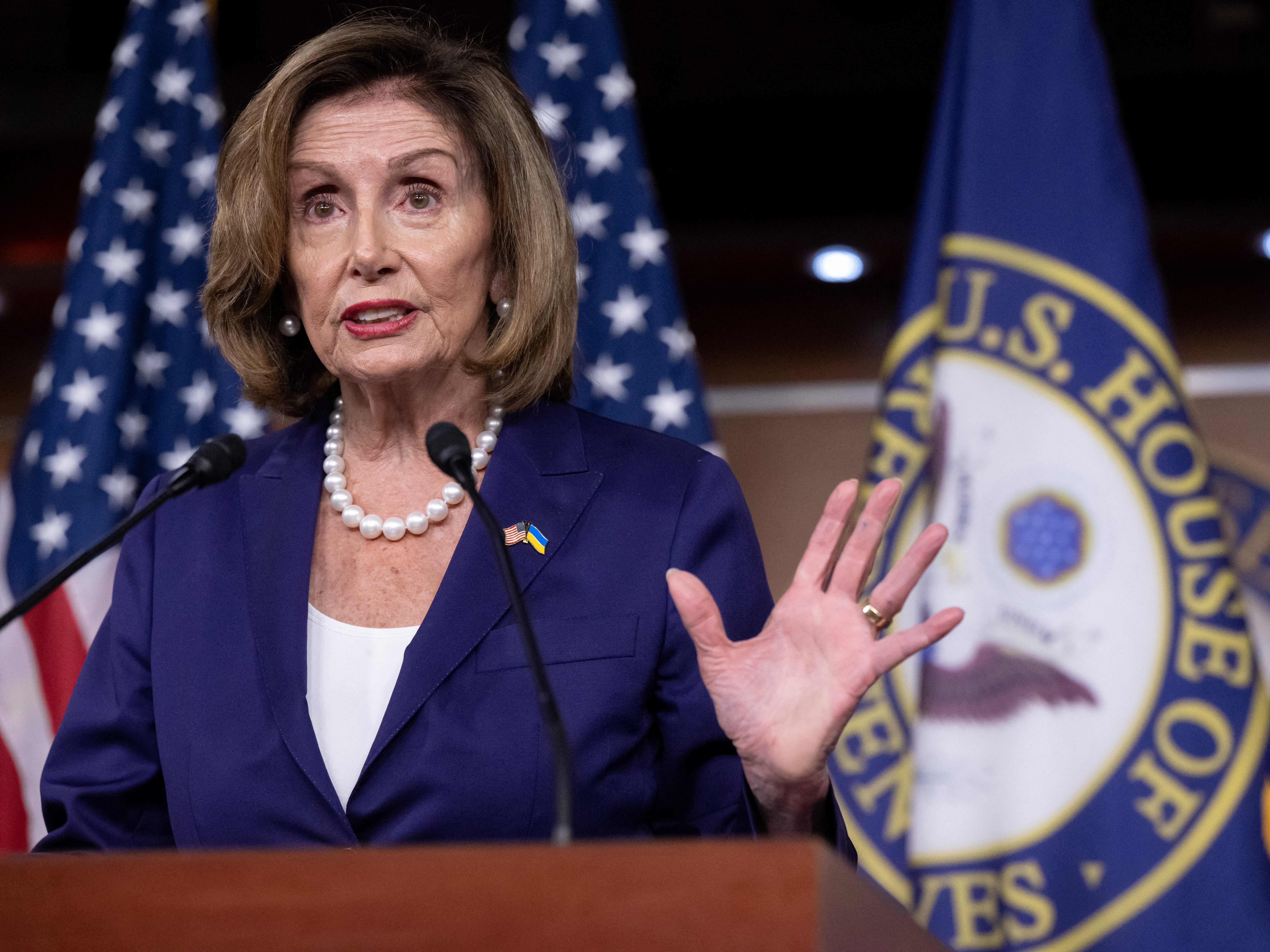 caption: Speaker of the House Nancy Pelosi, seen here at her weekly press conference on Capitol Hill on July 29, recently kicked off an Asia tour that was shrouded in secrecy following an escalation in tensions with China over Taiwan.