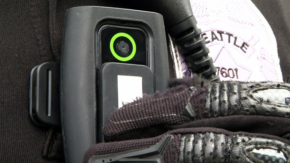 caption: In this image from video, a body camera worn by Seattle police officer Chris Myers is shown on June 18, 2015 in Seattle.