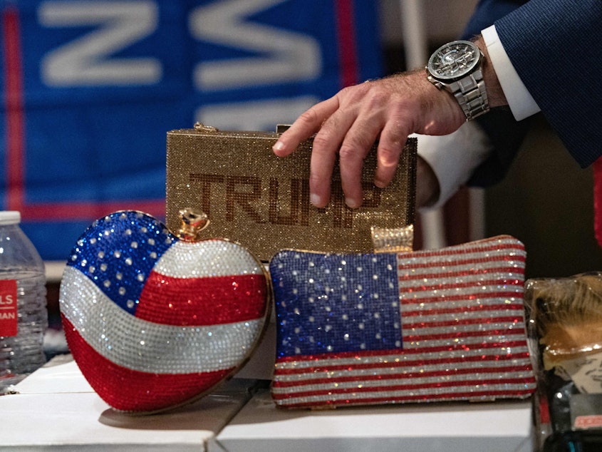 caption: Items for sale at the North Carolina Republican Party Convention in Greensboro, N.C., on June 9.