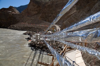 caption: A fish passage technology developed by Whooshh Innovations transported 8,200 salmon around a massive landslide on the Fraser River in a remote part of British Columbia.