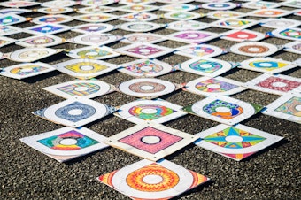 caption: The inauguration kolam project is "not just a welcoming of a new administration. It's this idea that so many people came together with all of their stories," says Sowmya Somnath, one of the organizers.
