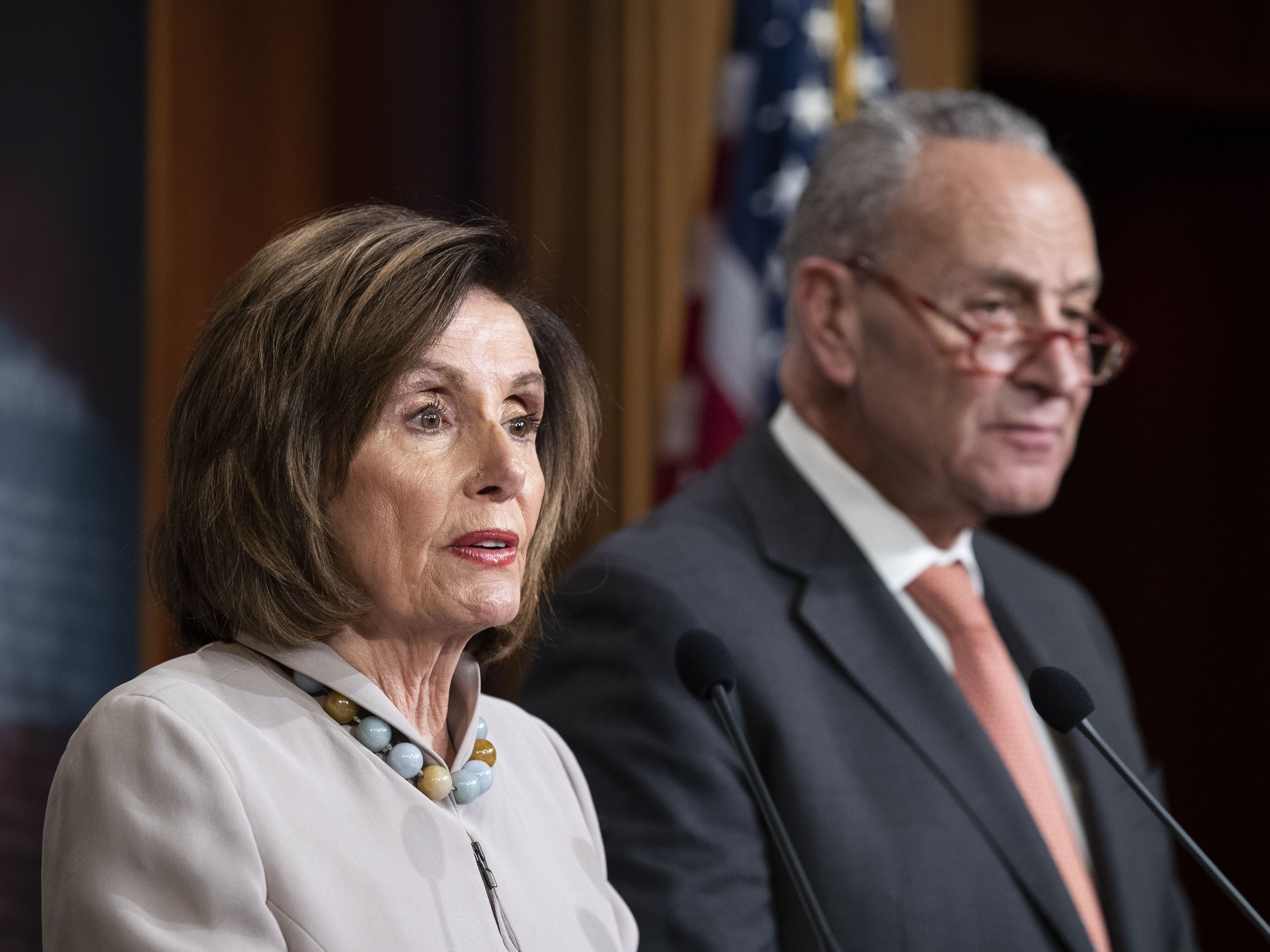 caption: House Speaker Nancy Pelosi and Senate Minority Leader Chuck Schumer on Wednesday released a list of additional items they believe need to be included in the next emergency relief package to respond to the coronavirus.