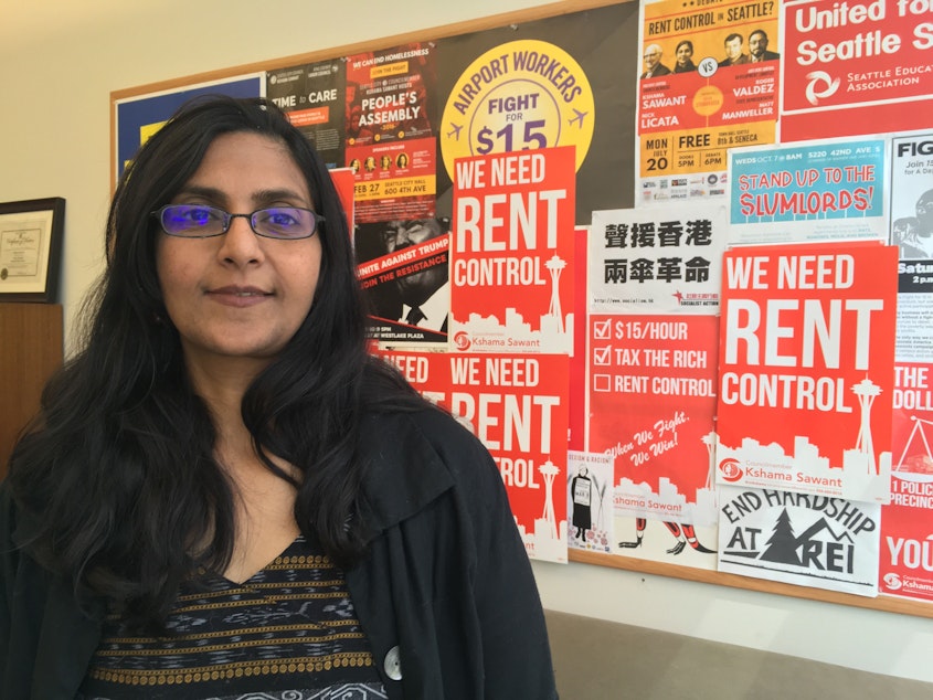 caption: Kshama Sawant at her city council office