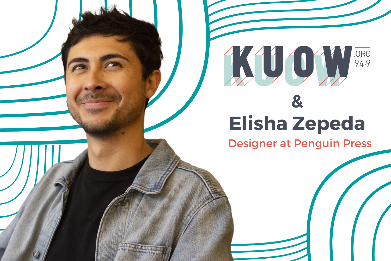 caption: Meet Me Here co-host Katie Campbell recently interviewed Elisha Zepeda, book cover designer at Penguin Press.