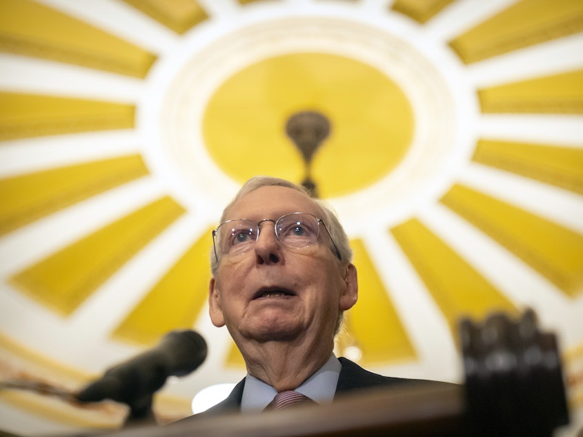 caption: Senate Minority Leader Mitch McConnell will step down as leader in November.