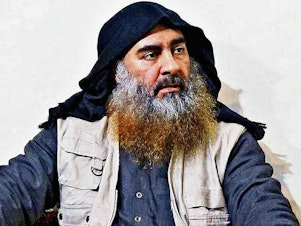 caption: The late ISIS leader Abu Bakr al-Baghdadi in an undated picture released this week by the Pentagon.