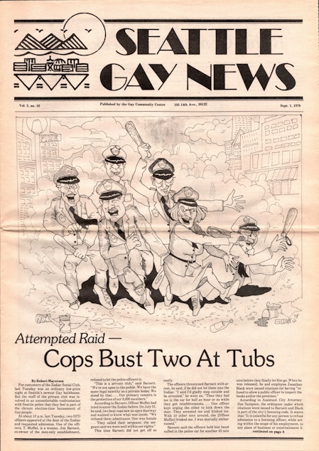 caption: Seattle Gay News cover Sept. 1, 1978.