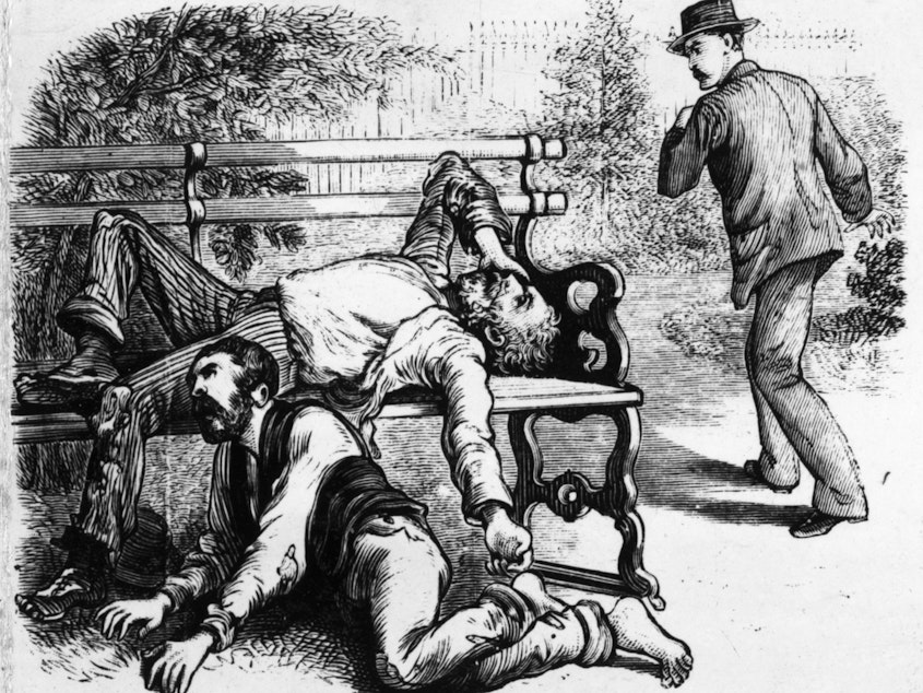 caption: Engraving from a series of images titled "The Great Yellow Fever Scourge — Incidents Of Its Horrors In The Most Fatal District Of The Southern States."