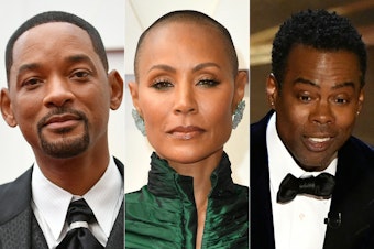 caption: Composite image of Will Smith, Jada Pinkett Smith, and Chris rock at the 94th Oscars at the Dolby Theatre in Hollywood, California on March 27, 2022.