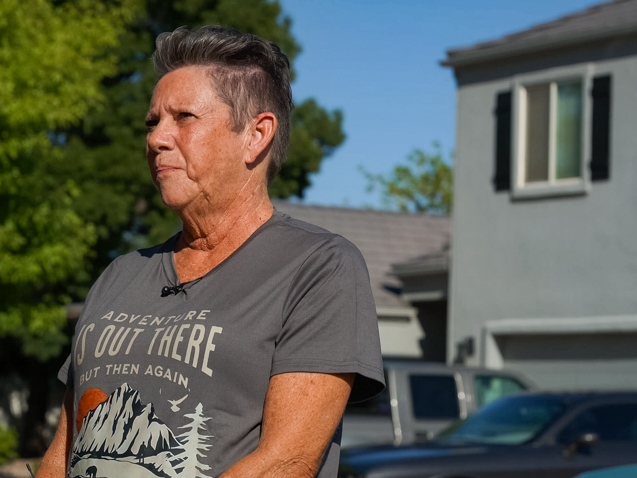 caption: Kristin Schwiermann has lived in this home in Washington, Utah, for 16 years. She says she has known the Robinson family for "a long time." Tyler Robinson is a suspect in the Charlie Kirk assassination that took place Wednesday.