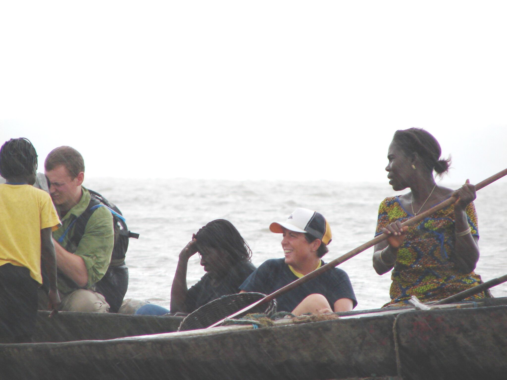 caption: Director Sandy Cioffi and cinematographer Sean Porter conduct an interview with Niger Delta's women's oil platform leader Fanty in August 2006. 