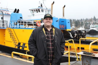 caption: Russell Shrewsbury is a tugboat captain and vice president of Western Towboat, a family-owned company since 1948. Shrewsbury says it's not easy to stop a barge under tow. If the drawbridge doesn't open in time, 'it can get interesting.'

