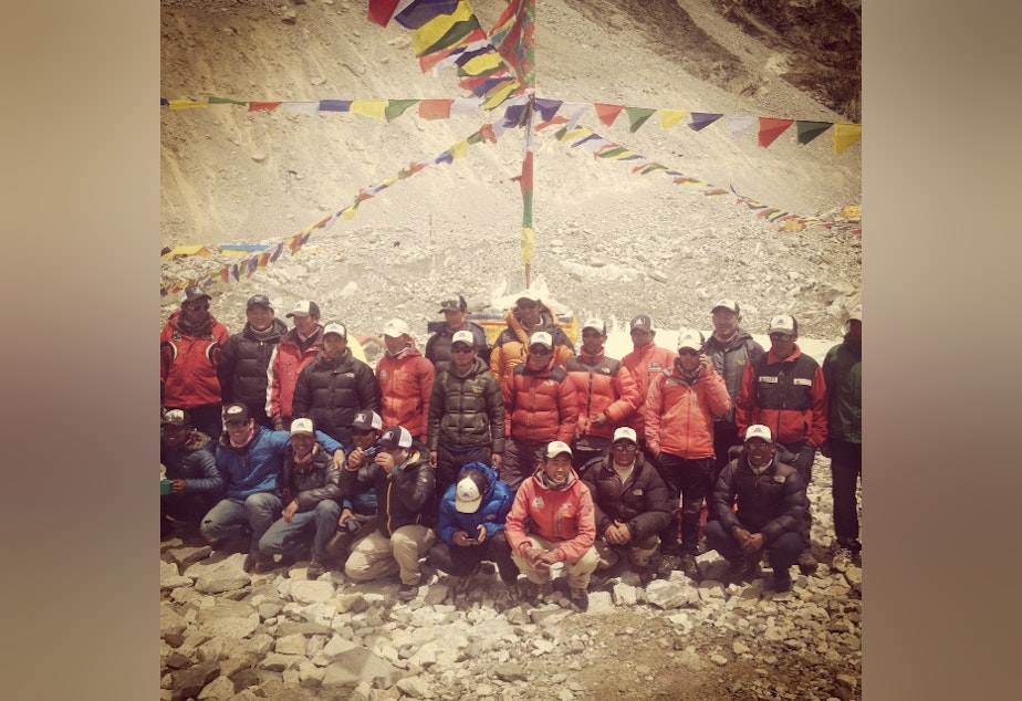 caption: Staff members of Seattle-based Alpine Ascents International, in a photo taken earlier this year. Five of the team's Sherpas were killed in last week's avalanche on Mt. Everest. 
