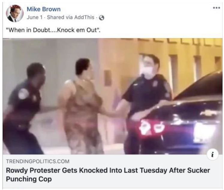 caption: Det. Michael Brown of the King County Sheriff's Office posted this video to his Facebook page on July 1, 2020