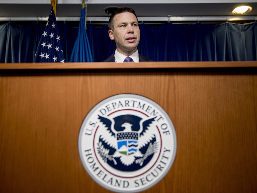 caption: Acting Homeland Security Secretary Kevin McAleenan says new rule allowing indefinite detention of migrant families with children will "improve the integrity of the immigration system."