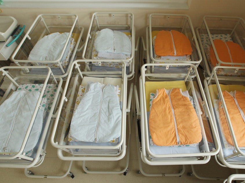caption: Empty baby beds stand in the maternity ward of a hospital (a spokesperson for the hospital asked that the hospital not be named). Six days after Farai Chideya took her adopted newborn child home from a hospital, she was forced to give him back to his birth mother.