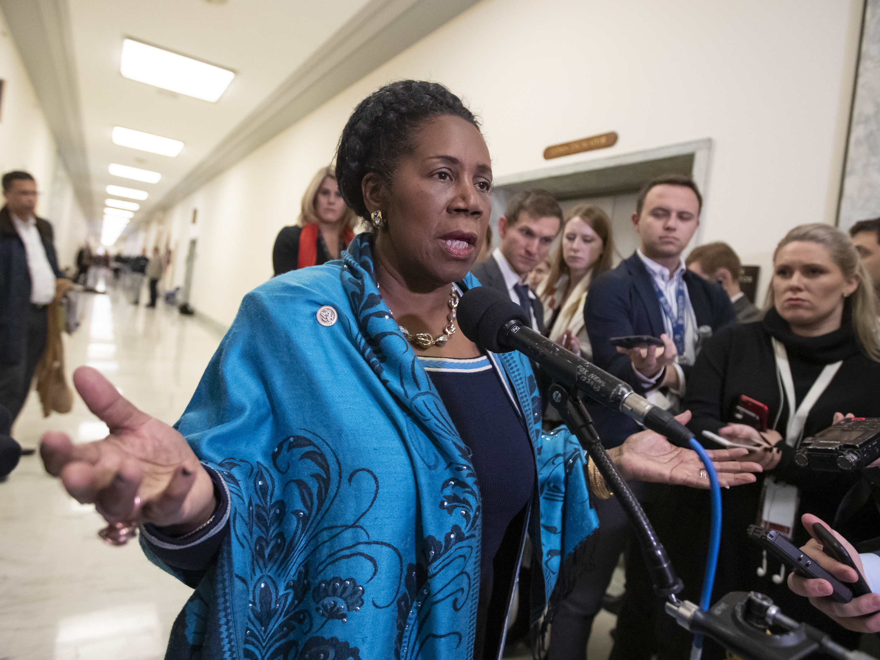 caption: U.S. Rep. Sheila Jackson Lee, D-Texas, speaks to reporters on Capitol Hill in Washington. She is the sponsor of H.R. 40, the bill to establish a commission to study reparations.