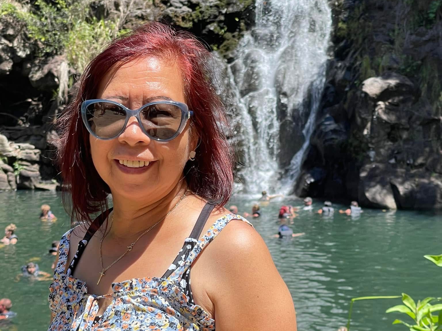 caption: Lewelyn Dixon, a green-card holder who lives near Seattle, was detained when she returned from a trip to the Philippines in February.