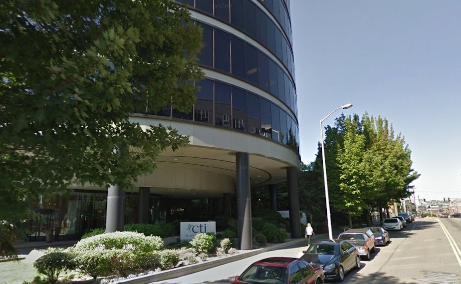 caption: CTI BioPharma's offices on Western Avenue near the Olympic Sculpture Park in Seattle.