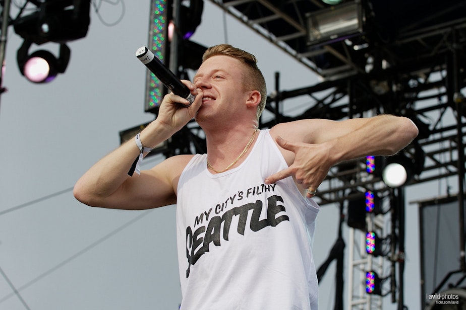 caption: Macklemore's "Thrift Shop" made Amanda Wilde's list. Here  the Seattle artist performs at the Gorge Amphitheater in George, Washington.