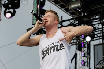 caption: Macklemore's "Thrift Shop" made Amanda Wilde's list. Here  the Seattle artist performs at the Gorge Amphitheater in George, Washington.