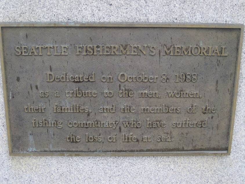 caption: A plaque at the Seattle Fishermen's Memorial.
