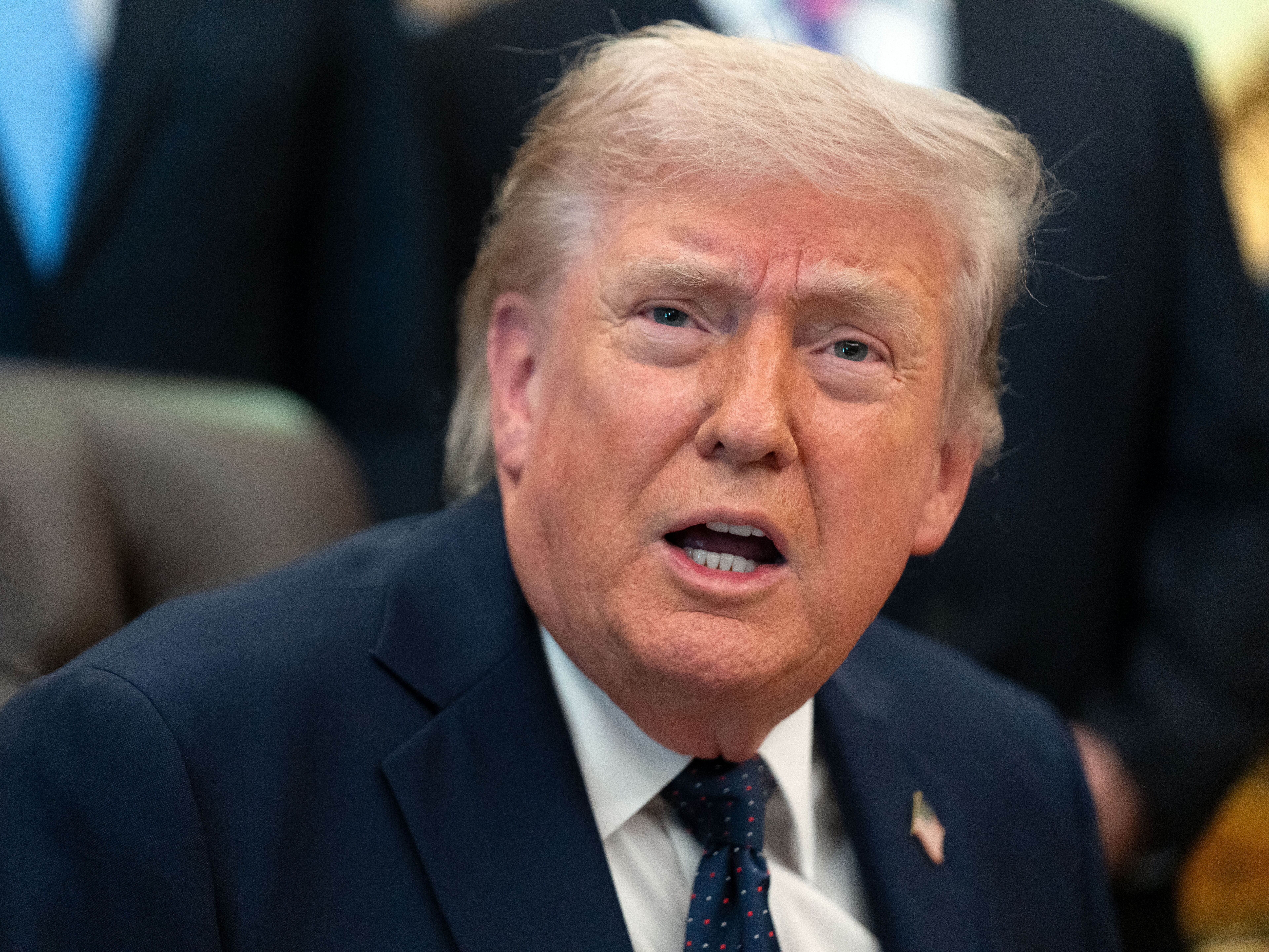caption: President Trump speaks during an event on health care affordability in the Oval Office at the White House on Thursday in Washington.