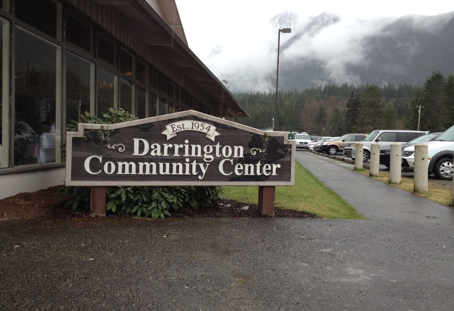 caption: Darrington Community Center hosted a meal for librarian Linda McPherson as part of the community's long-running tradition.