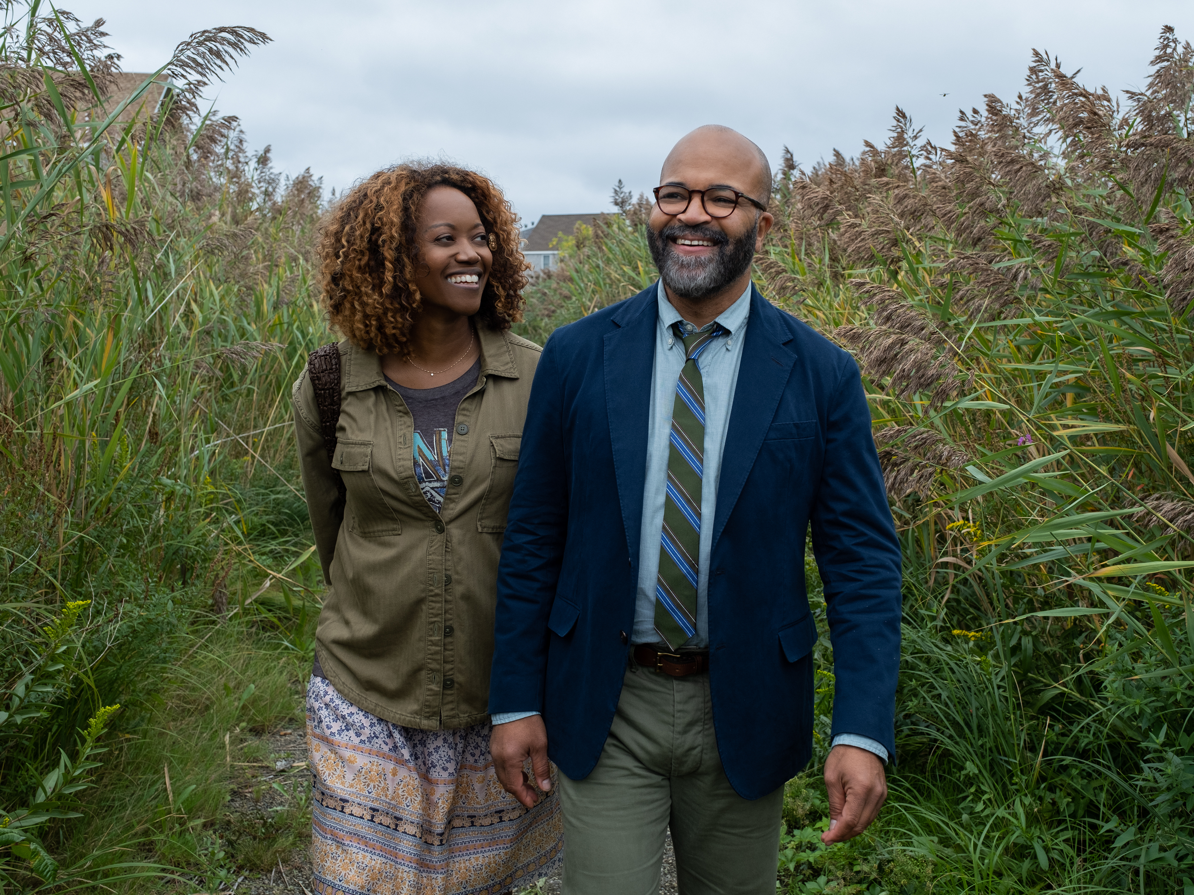 caption: Coraline (Erika Alexander) and Thelonious "Monk" Ellison (Jeffrey Wright) in <em>American Fiction</em>.