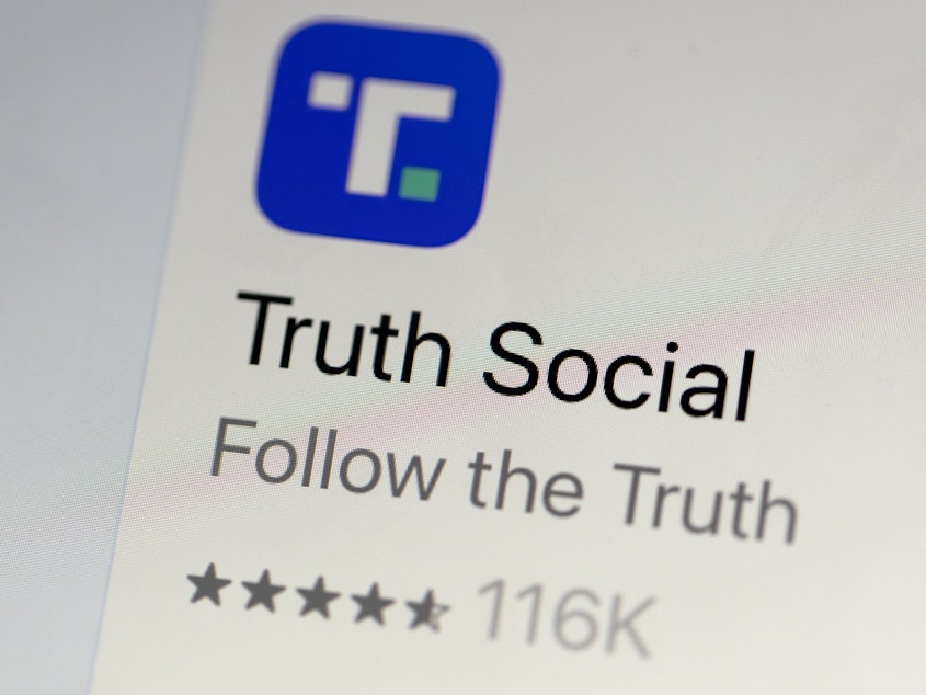 caption: Shares of Trump Media & Technology Group, the company behind social media platform Truth Social, plunged for a second consecutive day on Monday.