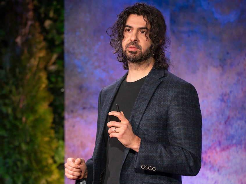 Azim Shariff speaks at the TED@DestinationCanada Institute. TED Theater, New York.