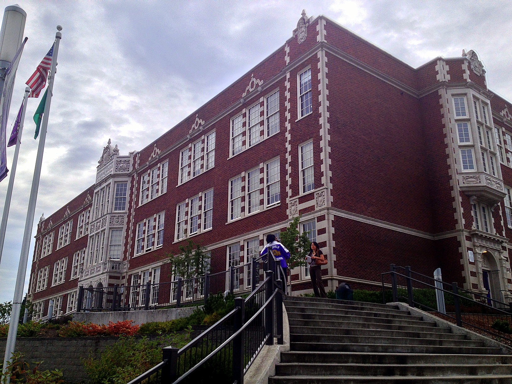 caption: Garfield High School in Seattle's historically black, and now gentrifying, Central District. Click to see the statement student actors wrote about cultural appropriation in their production of the musical "In the Heights." 